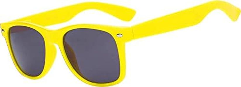 Retro Style Sunglasses 80's Classic Vintage Unisex Nerd Colored Frame OWL ®, Smoke Yellow