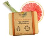 Grapefruit Lemongrass Face Wash Bar, All-Natural Vegan Cleanser Enriched with Coconut Milk & Bentonite Clay, Facial Cleanser Scented With Citrus Essential Oil, Safe for All Skin Types, 75g