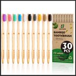 30 PCS Biodegradable Bamboo Toothbrushes, BPA Free Soft Bristle, Eco-Friendly, Compostable Natural Wooden Toothbrush Bulk, Box of two Individually Wrapped Bulk Toothbrushes, Reusable Travel Toothbrush