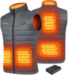 Gokozy Heated Vest for Men with 10000Mah Battery Pack, Heated Gilet Lightweight Heated Jacket and Waterproof Vest for Hunting/Hiking-Grey