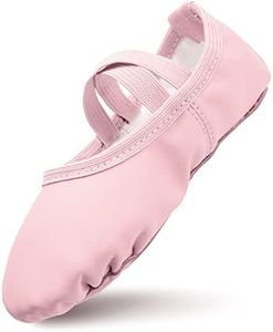 Scarpette Danza Classica Bambina in Pelle Scarpe da Ballo Fodera in Cotone Ispessito Ragazze Ballerina Scarpe con Cinghie Elastiche Incrociate Colore Rosa EU 26