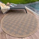 THE RUGS Nature Collection Outdoor Rug – Indoor/Outdoor Tona Border Area Rug for Patio, Deck, Garden, Kitchen, Bathroom or Living Room (Diamond-Blue, 160 cm Round)