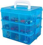 Bins & Things Stackable Toys Organizer Storage Case Compatible with BeyBlade, Hot Wheels, Lego Dimentions or Mini Toy Action Figures - Portable Adjustable Box w/Carrying Handle, Calico Critter