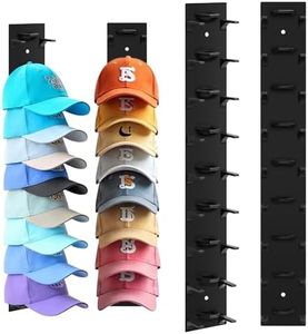 Hat Organizer for Baseball Caps, 2 Pack Hat Rack for Wall Hold up to 18 Hats Strong Adhesive Hat Hooks Stand Multilayer Hat Hanger Organizer Storage Holder Display for Door Closet Bedroom