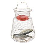 FLKQC Floatable Galvanized Steel Wire Fish Baskets, Collapsible Floatable Wire Fish Baskets,Portable Fishing Basket Fishing Net Cage (1)