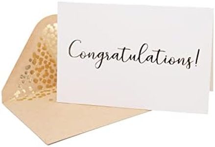 50 Pack Congratulations Card – Elegant Greeting Cards with ‘’Congratulations’’ Embossed in Gold Foil Letters – for Engagement, Graduation, Wedding - 52 Kraft Envelopes Included - 4" x 5.75" - White