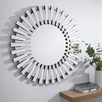 Furniturebox UK Wall Mirror - Starburst Round Small & Large Mirror - Ideal For Living Room, Bedroom, Hallway - Contemporary Big Silver Circle Mirror (60x60cm)