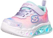 Skechers Girls Flutter Heart Lights Simply Love Sneaker, Lavender Synthetic Mesh, 2 UK