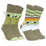 Disney Stitch Slippers Socks Women 2 Pack Fluffy Socks Non Slip Fleece Bed Socks Stitch Minnie Mickey Mouse Baby Yoda (Grey Mandalorian)