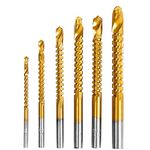 BAOER Titanium Coated HSS Twist Drill Bits - 6pcs 3-8mm Serrated Grooving Cutting Carpenter Side Cutting Tap Spiral Saw Drill Bit Woodworking Wood Metal Plastic Hole Holesaw Tool (6)