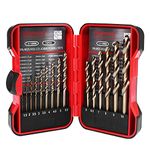 Hymnorq 15 Piece Metric M35 Cobalt HSS Drill Bit Kit with Straight Shank for Drilling Cast Iron Heat-Treated Steel Stainless Steel and Other Hard Materials