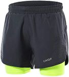 Lixada Men's 2-in-1 Running Shorts Quick Drying Breathable Active Training Exercise Jogging Cycling Shorts with Longer Liner