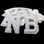 Iron on Letter Patches 52 Pieces,White Letter Patches Alphabet Embroidered Patch A-Z,for Hats Shirts Jeans Bags White