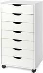 TUSY 7-Drawer Organizer, Tall Chest of Drawers with Caster Wheels, Alex Drawers File for Home Office, White