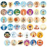 600pcs Christian Religious Stickers for Kids, 1" Round Jesus Stickers for Kids Adults Inspirational Christian Faith Stickers Catholic Bible Decals for Art Crafts Easter Decor (Cross Style)