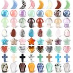 Nuenen 64 Pcs Crystals Worry Stones Bulk Healing Stones Crystals Cross Coffin Moon Star Gemstone Teardrop Palm Pocket Quartz Sphere Ball Stones Combination Bulk for Christmas Witchcraft Supplies