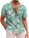 COOFANDY Mens Beach Shirt Short Sleeve Cotton Linen Holiday Casual Summer Shirts