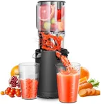 Hand-Free Cold Press Juicer, Aobosi Juicer Machines with No-Prep 5.2" Large Feed Chute Fit Whole Fruits & Vegetables for Batch Juicing, Self Feeding Effortless, Auto-cutting Auger (Black)