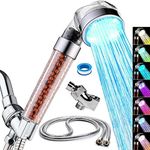 Vacto LED Handheld Shower Head Set with Filtration, Automatic 7-color Changing Shower Head Kit, High Pressure Handheld Shower Head with Hose and Bracket, Water Saving Showerheads with Filtration Beads