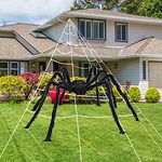 ZACENYU 200" Halloween Spider Web,59" Giant Spider Decorations Fake Spider with Triangular Huge Spider Web for Indoor Outdoor Halloween Decorations Yard Home Costumes Parties Haunted House Décor