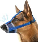 Dog Muzzle, Air Mesh Breathable Muzzle for Medium Large Sized Dogs to Anti & Prevent Biting Barking, Soft Grooming Muzzle for German Shepherd Dog with Reflective & Adjustable Strap(Blue-M