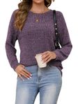 Bosmeer Womens Long Sleeve Pullover Sweaters Crew Neck Shirts Lightweight Tunic Tops Fall Fashion Purple