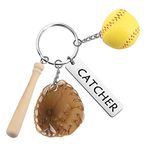 FEELMEM Softball Catcher Keychain Softball Player Gift Baseball Coach Gift Softball Catcher Baseball Game Day Gift (CATCHER-ky)