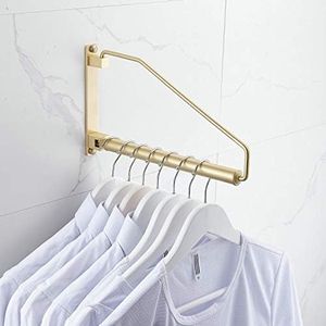 Hiendure Folding Clothes Hanger Gold Brushed Drying Clothes Rack Wall-Mounted Space Saver for Laundry Room Closet, Brass, 12 Inch