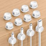 Cord Organizer [1s Lock] Spring Cable Holder Clips - Lamicall 12Pack Desk Cable Management Clips, Phone Charger Cord [Smooth Adjustable], Adhesive Wire Organizer Keeper for Nightstand Wall Car Office