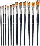 U.S. Art Supply 12 Piece Special Effects Artist Paint Brush Set - Professional Taklon Synthetic FX Brushes, Ribbon, Muti-Liner, Angular - Create Grass, Hair, Fur - Watercolor, Acrylic, Gouache, Oil
