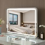 Jrswin Vanity Mirror with Lights, Hollywood Makeup Mirror with LED Lights Strap, Large Dresser Cosmetic Mirror with Touch Control, Wall-Mounted and Tabletop Mirror for Bedroom&Bathroom, (80CM x 55CM)