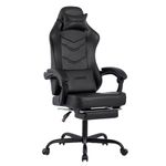 NIONIK Gaming Chair, Computer Gamer Chair with Footrest and Lumbar Support, Ergonomic Office Video Game Chairs with Adjustable Height and Backrest (Black)