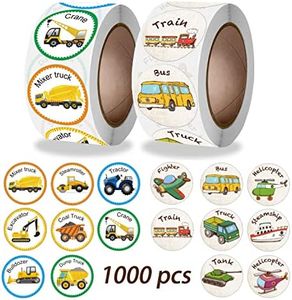 1000 Pcs Construction Stickers for Kids Roll Vehicle Car Kindergarten Rewards Stickers for Toddlers Boy 2-4 Years Truck Children Stickers Training Potty Stickers Stocking Stuffers for Kids Teens