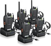 eSynic 5Pack Walkie Talkies for Adults VOX Radio Walkie Talkies Rechargeable Professional Long Range Walkie Talkies With Earpieces Best Gifts Walkie Talkies with LED light for Travel Work etc