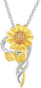 oGoodsunj Sunflower Necklace Anklet bracelet Earrings Ring - S925 Sterling Silver Jewelry Heart Pendant Gifts for Women Girls You Are My Sunshine, S925, Cubic Zirconia