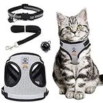 Cat Harness and Lead Set, Adjustable Cat Harness Escape Proof Cat Kitten Harness for Walking, Breathable Cat Harness with Reflective Stripe and Leash Set for Small Medium Cats Pets (S)