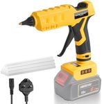 QUPPER 100W Cordless Hot Glue Gun Compatible with Dewalt 18V Battery – Includes 10x11mm Glue Sticks, Drip-Free Nozzle & LED Temperature Display, for DIY, Crafts & Quick Repairs (Battery Not Included)