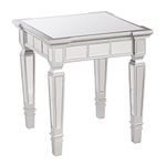 Glenview Mirror End Table - Mirrored Surface w/ Silver Matte Trim - Glam Style