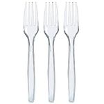 Prestee 100 Clear Plastic Forks, Heavy Duty Plastic Silverware, Fancy Plastic Cutlery, Elegant Disposable Forks Pack, Bulk Disposable Flatware, Plastic Utensils Set, Disposable Silverware Cutlery
