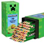 Minecraft Colouring Pencils Set for Kids 72 Pencils Colouring Box Creeper Design Colouring Set for Children Aged 3+ Official Merchandise Gifts for Boys