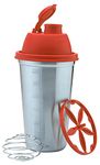 SignoraWare Shake n Shake Stainless Steel Protein Shaker Bottle for Pre-Post Workout | Water Bottle | With Blending Wheel and Whisking Wheel | Leakproof with Knob (650ml | Silver | Set 1)