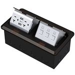 KYHSHJ Dual Pop-Up Floor Electrical Outlet Box Kit,20 Amp Stainless Steel USB TR Receptacle Outlet,3-Port RJ45 Datacom Receptacle,Oil Rubbed Bronze