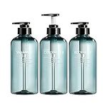 3 Pack 500ml Empty Shampoo Bottles Soap Dispenser Bottle with Pump 17 Ounce Refillable Body Wash Shampoo and Conditioner Bottles Blue Plastic Pump Bottle Dispenser for Bathroom