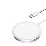 2024 Updated Version - iPhone Wireless Charger, Apple MagSafa Charger, iPhone 15W USB-C Fast Charging Cable (1m) Magnetic Wall Charging Pad for iPhone 15/14/13/12/11/Plus/Pro/Pro Max/XS/X，Silver 15W