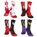 MAHZA Unisex Elite Basketball Socks Team Number Athletic Cotton Socks Fans Gift (23mj+4,F)