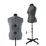 PDM WORLDWIDE Dress Forms for Sewing, Gray Female Mannequin Adjustable Size 12-18, Pinnable Model Body with 13 Dials & Detachable Casters, 42.5"-60" Height Range for Clothing Display, Medium to Large