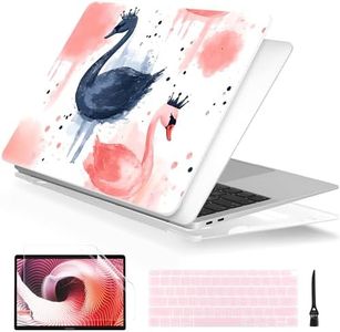 Batianda Case for M1 MacBook Air 13 Inch Model A2337 A2179 A1932 2020 2019 2018 Release,Slim Lightweight Protective Shell with Creative Pattern with Keyboard Cover & Screen Protector, Swan