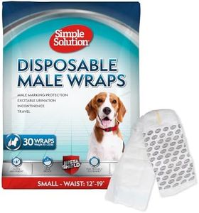 Simple Solution Disposable Dog Diapers Wraps for Male Dogs, True Fit, Absorbent, Leak Proof with Wetness Indicator, Puppy and Doggie Diaper for Peeing, For Small Pets, 12 – 19 Inch Waist, 30 Count
