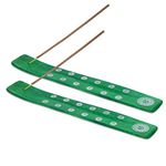 Bless-International Traditional-Handmade-Burner Wooden-Incense-Stick-Holder Ash-Catcher-Stand For-Aromatherapy-Meditation-Yoga (Earth Green) Pack of 2