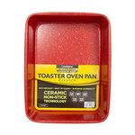 casaWare 8 x 6 x 1.75-Inch Toaster Oven Ultimate Series Commercial Weight Ceramic Non-Stick Coating Pan (Red Granite)